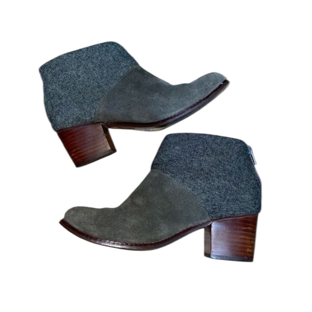 Toms Leila Ankle Boots Olive Green Herringbone Sz 6.5 - Picture 9 of 9